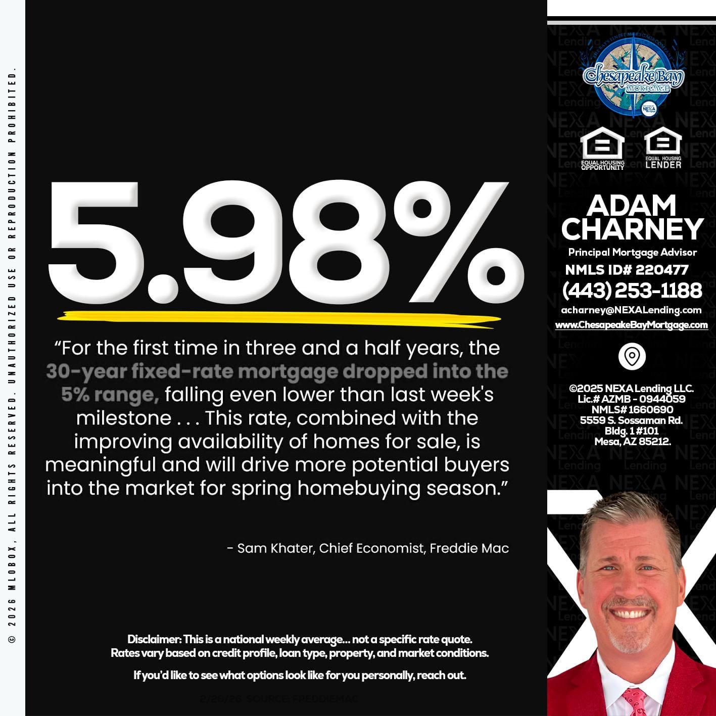 5.98% - Adam Charney -Principal Mortgage Advisor
