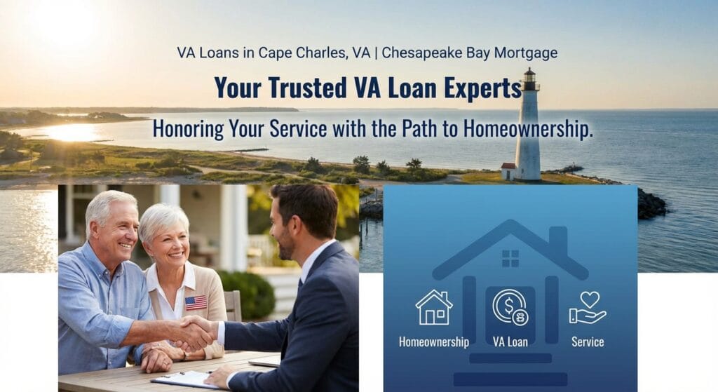 VA loan homebuyer in Cape Charles VA working with mortgage expert for zero down home financing