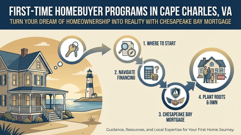 First-time homebuyer programs in Cape Charles VA including FHA VA USDA loan options