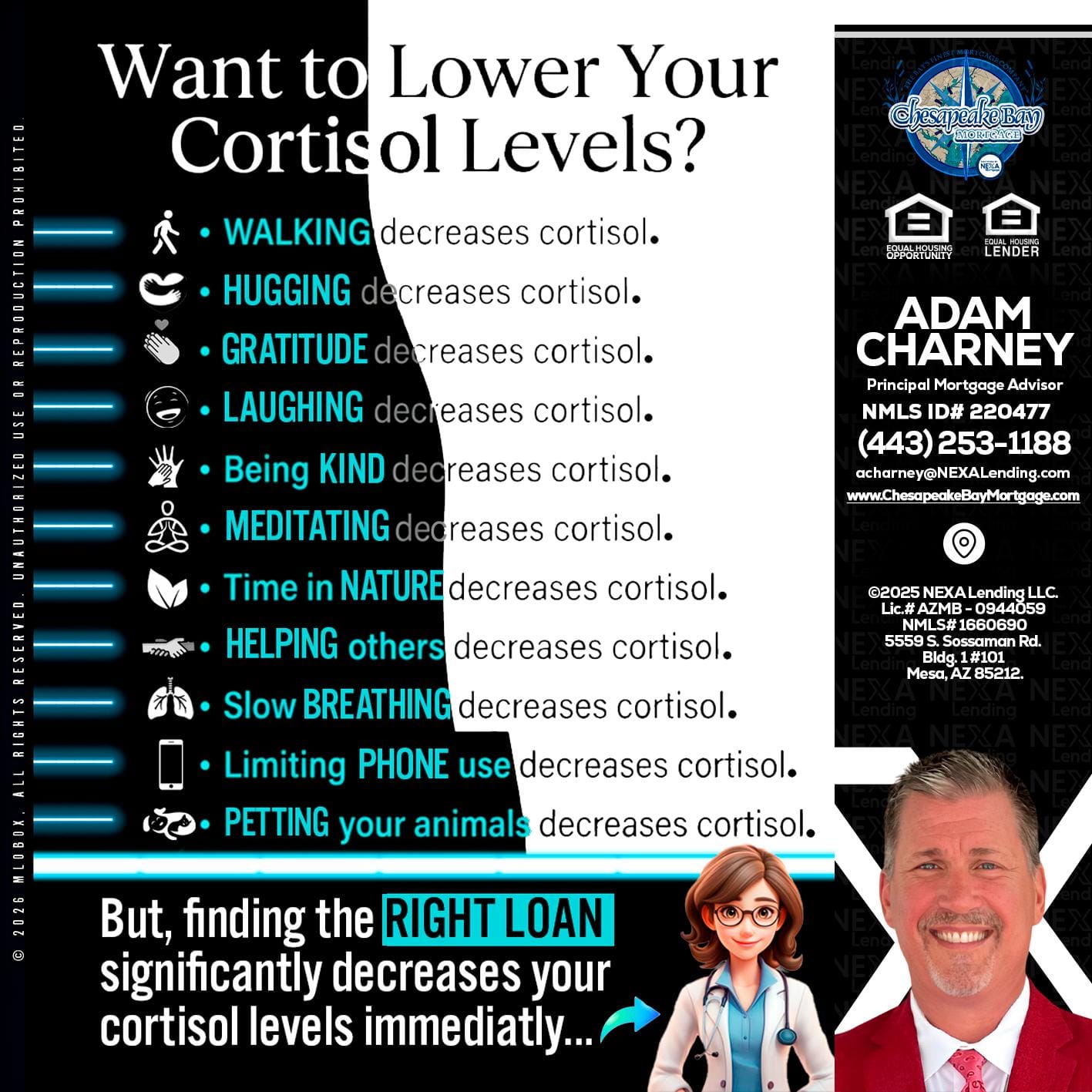 Want to lower Your Cortisol Levels? - Adam Charney -Principal Mortgage Advisor