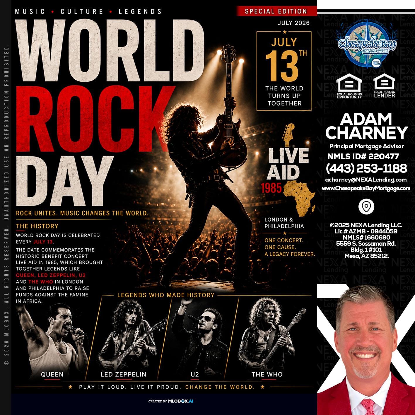 WORLD ROCK MUSIC DAY - Adam Charney -Principal Mortgage Advisor
