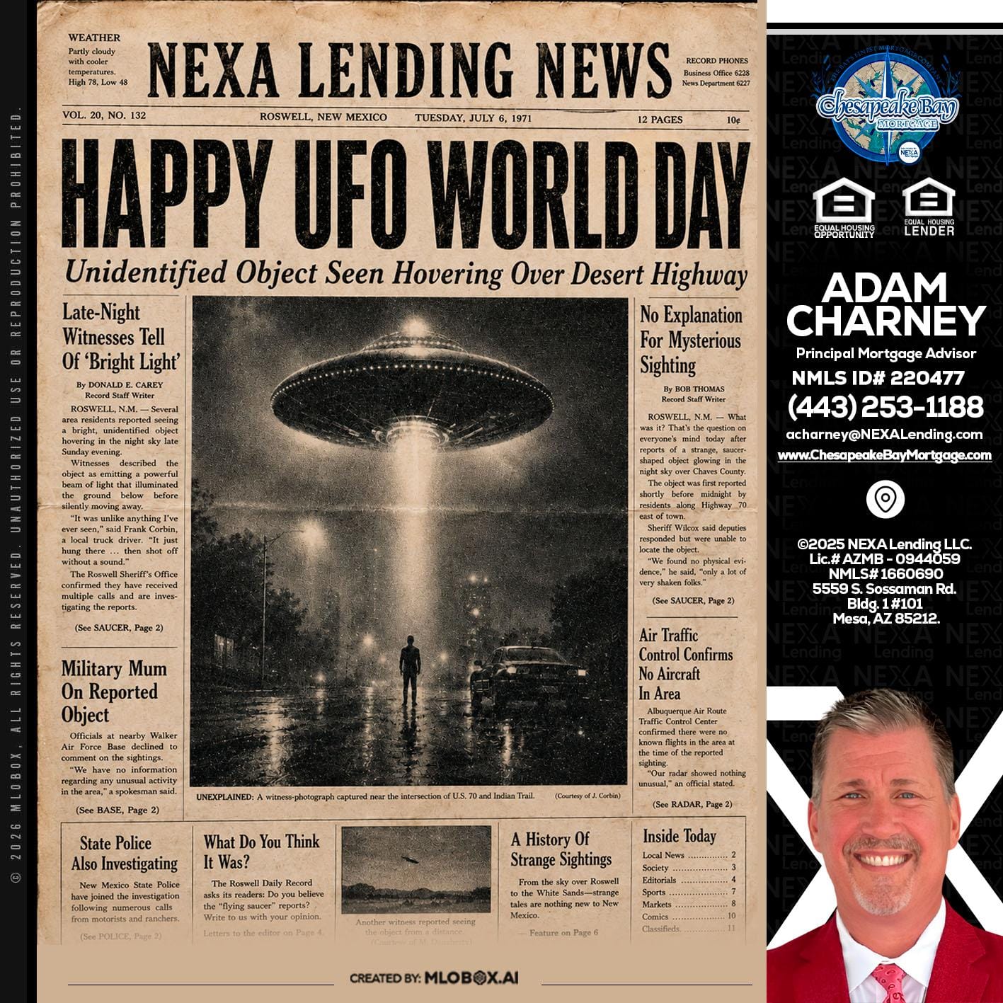 HAPPY UFO WORLD DAY - Adam Charney -Principal Mortgage Advisor