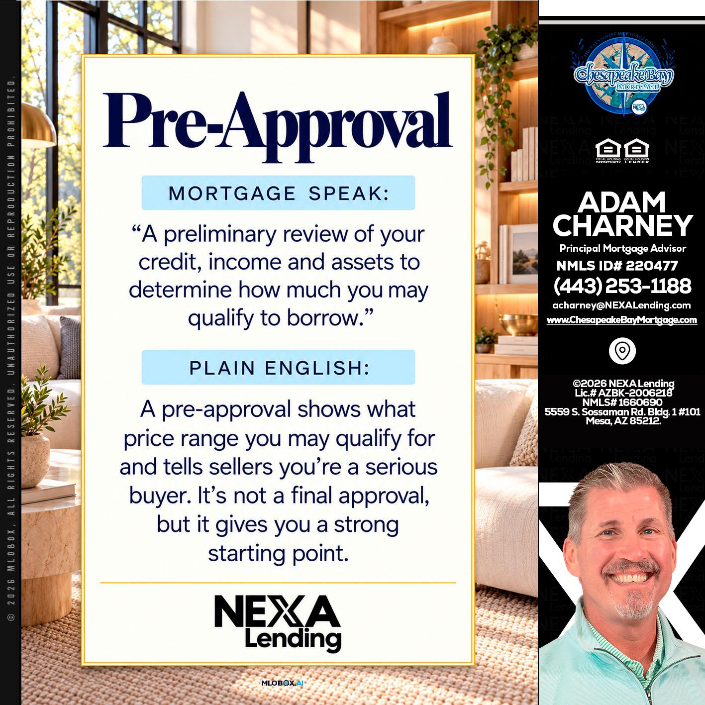 PREAPROVAL - Adam Charney -Principal Mortgage Advisor